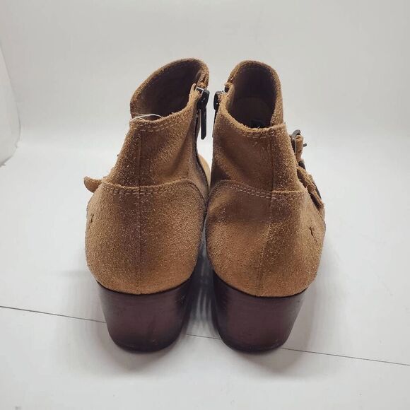 Frye Women's Ray Brown Suede Ankle Triple Buckle Booties 8M - Picture 4 of 12